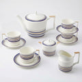 Vintage Tea Sets for Adults, Porcelain Complete Tea Sets - Golden&Blue Trim British Coffee Cups& Saucer Service for 4 with Teapot,Sugar Bowl,Creamer Pitcher for Gifts Kitchen&Party by Unknown