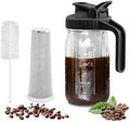 GOSCHE 32oz Glass Pitcher with Lid, Wide Mason Jar for Coffee, Black by GOSCHE