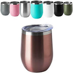 HASLE OUTFITTERS 12oz Wine Tumbler with Lid Stemless Wine Glasses Double Wall Vacuum Travel Mugs stainless steel Coffee Cup for Cold & Hot Drinks Wine Coffee Cocktails Beer 12 Pack Rose Gold - Image 2