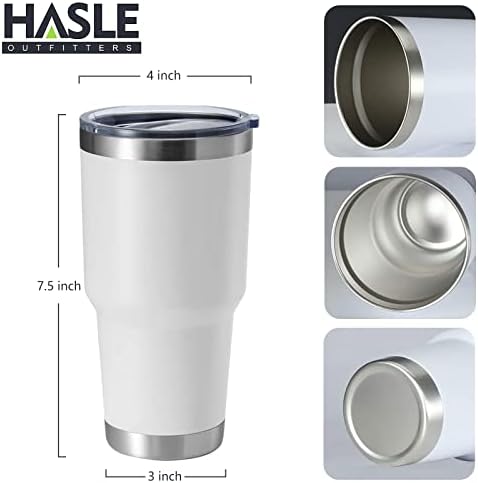 HASLE OUTFITTERS 30oz Stainless Steel Tumbler, Double Wall Vacuum Insulated Travel Mug Tumbler, Durable Insulated Coffee Mug, Gift Box Set (White, 4) - Image 3