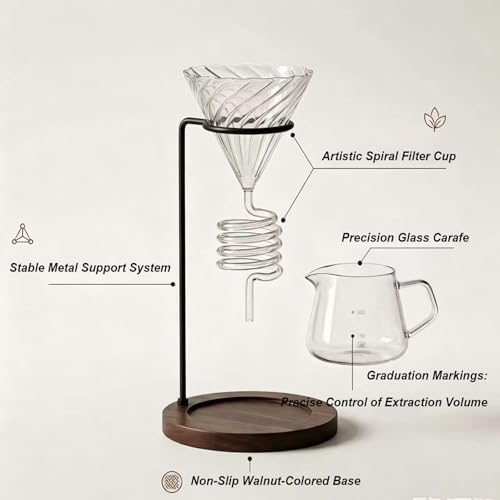 Glass Pour Over Coffee Dripper with Spiral Inner Design, V60 - Image 7