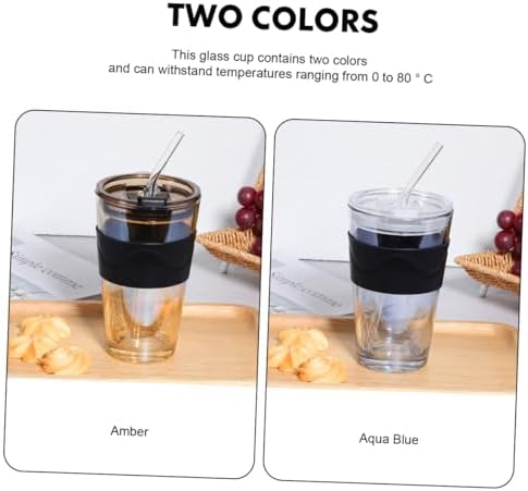 2pcs 450ml Glass Water Cups with Straws and Lids, Cold Brew Coffee and Tea Drinking Bottles with Silicone Sleeve, Reusable Beverage Tumblers for Home and Travel - Image 3