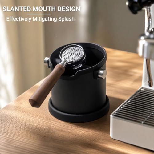 Espresso Coffee Knock Box, Large Stainless Steel Coffee Knock Box with Cleaning Brush for Home Coffee Bar, Non-Slip Base Easy Clean Removable Knock Bar (Black) - Image 2