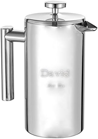Personalized Stainless Steel Coffee French Press with Free Engraving by Visol