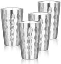 Stainless Steel Double Wall Cups, 16 oz Insulated Tumbler, 4 Pack Unbreakable Stackable Water Tumblers Insulated Metal Cup Premium Drinking Glasses for Travel Camping Home Outdoor by Offiper