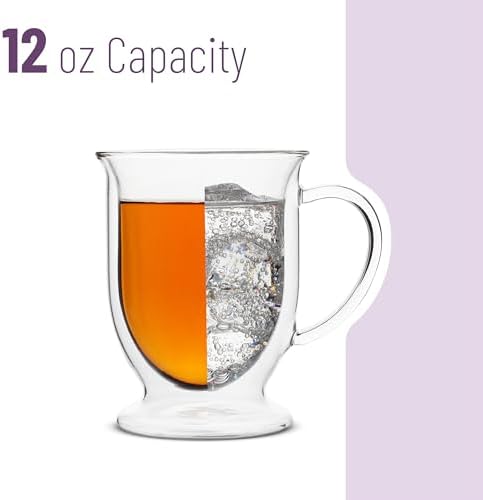 BTaT- Double Walled Glass Coffee Mugs, 12 oz, Set of 4, Glass Coffee Cups with Handle, Insulated Clear Coffee Mug for Hot and Cold Beverages, Cappuccino, Latte, Tea, Americano, Microwave Safe - Image 6
