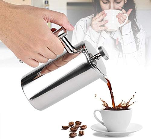 TOPINCN French Press Coffee Maker, Stainless Steel, Double Wall Insulation, Mirror Finish, 350ml, with Filter, for Coffee and Tea - Image 2