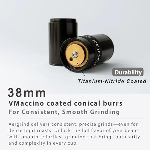 Aergrind Stepless Manual Coffee Grinder, 38mm Pro Burr, Top Dial Adjustment, Foldable Handle, Ultra-Portable Design for Espresso, Aeropress, Pour Over, Travel & Office, Black - Image 2