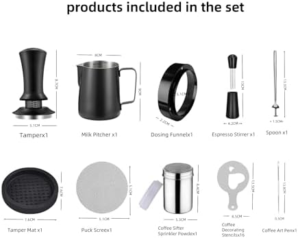 25PCS Espresso Accessories Kit 51mm Coffee Spring Tamper Set black - Image 2