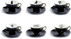 Grace Teaware 6 Assorted Halloween Tea Cup and Saucer Sets - Cat, Raven, Snake, Spider, Ouija Board, Witchy Crystal Ball by Unknown