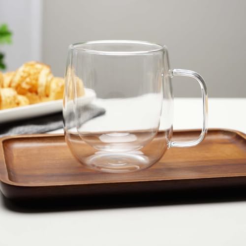 Double Wall Glass Coffee Mugs -11.8Oz Clear Insulated Glass Espresso Cups with Handle Mugs for Hot Beverages,set of 2 Perfect for Cappuccino Latte Americano Tea Bag (Large (2 PACK)) - Image 6