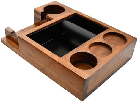 NAVREX 13.4'' Large Espresso Knock Box and Tamping Station, Solid Wood Espresso Accessories Organizer Box for 51MM-58MM Tamper, Distributor, Portafilter, High-Capacity Coffee Organizer - Image 2