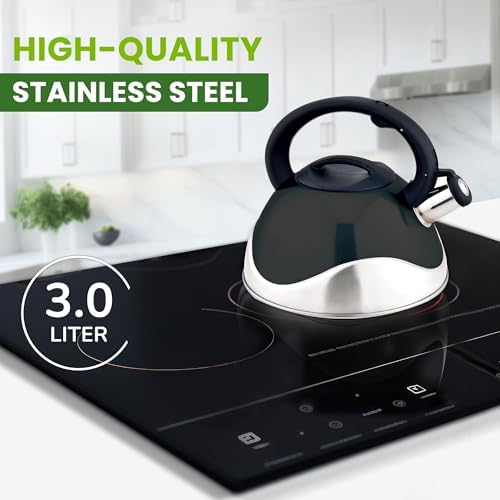 American Dream 3Liter (3.2 Quart / 102oz) Whistling Tea Kettle, Fast Boiling, Stainless Steel, Food Grade, Ergonomic Handle, Loud Whistle Water Kettle for Gas, Induction & Electric Stoves - Image 6
