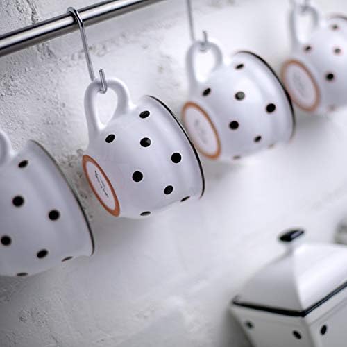 City to Cottage Handmade White And Black Polka Dot Ceramic 8.4oz/250ml | Cappuccino, Coffee, Tea Cup and Saucer, Unique Designer Pottery for Tea Lovers - Image 6