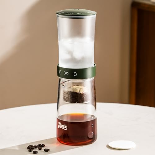 Bincoo Drip Cold Brew Coffee Maker,450ml High Borosilicate Glass Ice Drip Coffee Brewer,Adjustable Dual-Outlet Drip Speed, Constant Pressure Brewing - Image 4