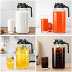 64oz Glass Pitcher with Handle and Flip Lid, Leak-Proof Seal, 3 Pack Mason Jar Pitchers, Suitable for Iced Tea, Juice, Milk, Iced Coffee, Pink - Image 7