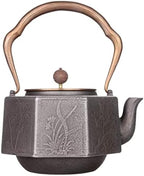 KYUSAR Japanese Cast Iron Teapot Chinese Teapot 1.2L Cast Iron Kettle Pot Inside and Outside Uncoated Original Iron Pot Handmade Iron Chinese Style Iron Pot Tetsubin Tea Pot by Unknown