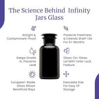 Infinity Jars 500 ml (17 Fl oz) Black Ultraviolet Blocking Glass Apothecary Jar Airtight Smell‑Proof Refillable Container for Herbs, Spices, Tea & Essential Oils 3-Pack - Image 6