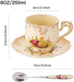 Tea Cups and Saucers Set of 2, 8 Oz (Colorful Floral) - Image 3