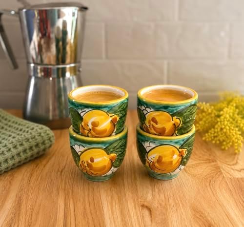 Espresso Cup Set of 4, Ceramic Cups Made in Italy, 2 oz Italian Coffee Cups, Coffee Lover Gift Set, Made in Italy Pottery - Image 2