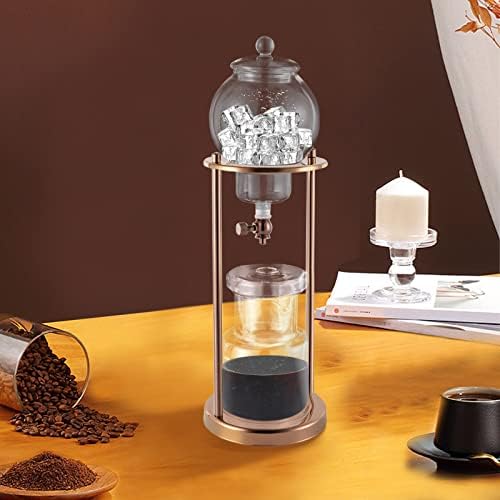 Luxury Ice Cold Brew Dripper Coffee Maker in Stainless Steel and Borosilicate Glass, for Home, Coffee Shops, Cafes, Offices 600 ml Gold - Image 2
