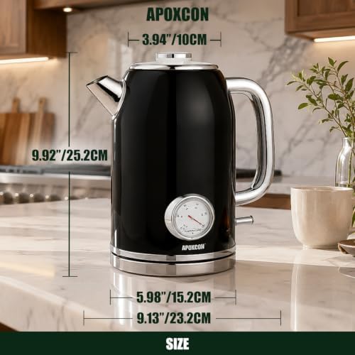 APOXCON Electric Kettle with Thermometer, 60.87 oz Tea Kettle - Black - Image 2