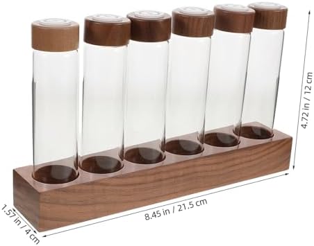 HEALLILY Glass Coffee Bean Display Rack with Wooden Stand, 6 Tubes - Image 2