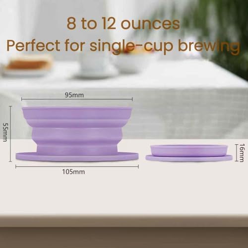 Travel Pour Over Coffee Maker Single Serve, Portabe Single Cup Pour Over Coffee Maker + Portable Kettle Electric, Collapsible Travel Electric Kettle (Purple) - Image 4