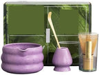 4/pcs Matcha Set Bowl With Mouth Dynasty Tea Tip Tool Whisker Stand(Purple) by Unknown