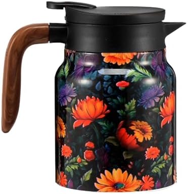 Vintage Floral Tea Stainless Steel Tea Kettle Drip-Proof Tea Pot With Tea Infuser Mini Thermo Coffee Pot Home Teaware (Style 7) by Unknown