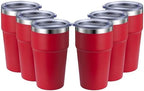 MEWAY 16oz Tumbler Double Wall Vacuum Insulated Travel Mug Bulk, Stainless Steel Tumblers with Lid, Powder Coated Coffee Cups for Cold & Hot Drinks (Red,6 Pack) by MEWAY
