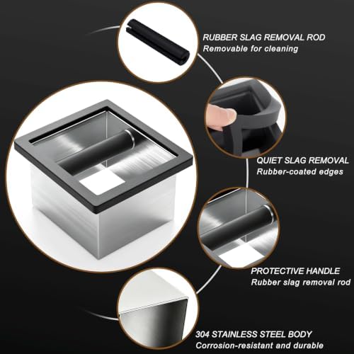Espresso Knock Box,Built-in Desktop Stainless Steel coffee knock box - Image 6