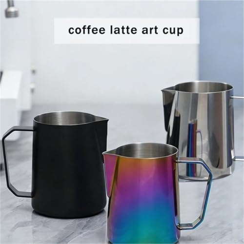 Milk Frother Cup Stainless Steel 304 Stainless Steel Tip Milk Foam Cup Fancy Frothing Pitcher Coffee Latte Art Tool 350ml/450ml/600ml(Black-B-600ml) - Image 4