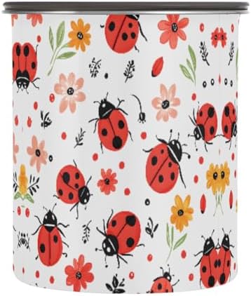 Stainless Steel Coffee Storage Containers with Airtight Lid, Animal Ladybugs Flower 17oz Food Storage Container Kitchen Canister for Tea, Coffee Beans, Ground, Sugar Storage by Quteprint