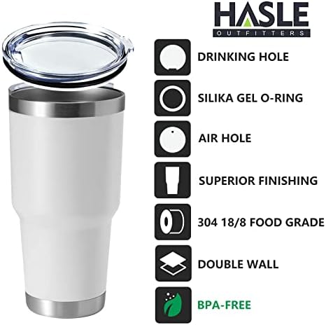 HASLE OUTFITTERS 30oz Stainless Steel Tumbler, Double Wall Vacuum Insulated Travel Mug Tumbler, Durable Insulated Coffee Mug, Gift Box Set (White, 4) - Image 2