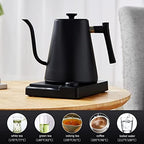 Smart Electric Kettle 1000ML Gooseneck Kettle With Temperature Control and 24H Keep Warm, 304 Stainless Steel Hot Water Kettle For White Tea, Coffee, Boiling Water (Black) - Image 4