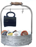 Autumn Alley Rustic Farmhouse Galvanized Coffee Mug Rack Organizer for Kitchen Counter | Mug Tree with Cup Hooks and Basket for Storage of k cups and Accessories | Perfect for Coffee Bar by AutumnAlley