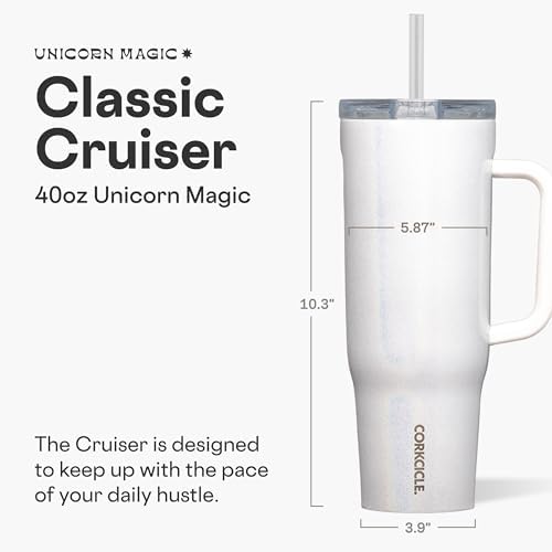 Corkcicle Cruiser Tumbler with Handle & Straw, 40 oz, Unicorn Magic - Image 2