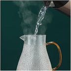 Water Pitcher Cold Kettle Glass Cold Water Cup Household Hammer Pattern high Temperature Resistant teapot Large Capacity Cold Kettle Set Water Jug(1800ml) - Image 7