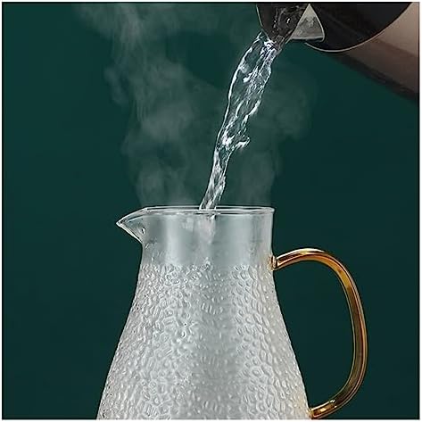 Water Pitcher Cold Kettle Glass Cold Water Cup Household Hammer Pattern high Temperature Resistant teapot Large Capacity Cold Kettle Set Water Jug(1800ml) - Image 7