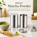 Xuronex 2 Pack Matcha Powder Storage Canisters, 304 Stainless Steel Tea Tins with Double Lids, Small Tea Canister for Loose Leaf Tea, Coffee Grounds, Cocoa, Sugar, Spices, Kitchen Pantry Storage - Image 3
