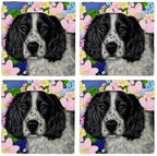 CafePress English Springer Spaniel Garden Tumbled Stone - Set of 4 Coasters Set of 4 w/holder - Image 4