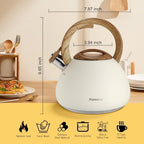 MARSKITOP Tea Kettle, 2.6 Quart Whistling Tea Pot for Stove, Cream White - Image 3
