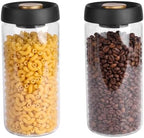 2 Pack Large Glass Jar With Airtight Pump Lid - 60oz Vacuum Glass Food Storage Jars Containers For Rice,Flour,Pasta,Sugar,Coffee,Cookie And More by Vitrignis