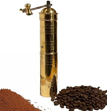 ahval 23 CM Handmade Manual Brass Coffee Mill Grinder, Portable Stainless Steel Conical Burr Coffee Mill, 23cm, Hand Crank, Stainless Steel, Gold, ahval-szn-002-kahve - Image 7