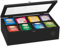 Bambüsi Tea Bag Organizer - Bamboo Tea Box Organizer Storage Box, Tea Bag Holder with Acrylic Window, Magnetic Lid Keeps Tea Bags Fresh - Ideal Gifts Tea Organizer Caddy (Tea Not Included) - Black by Bamb%C3%BCsi