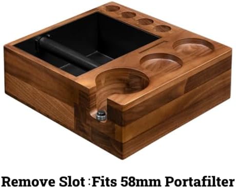 MOJAE 9-in-1 Espresso Knock Box and Espresso Tamper Station,Fits for 51-58mm Portafilter,Tamper and Distributor,Espresso Machine Accessories Organizer (Walnut) - Image 3