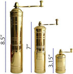 Turkish Coffee Grinder Set of 3 - Brass Manual Mill with Folding Handle and Adjustable Grind for Coffee Beans and Black Pepper Only, Not for Salt, 8.7, 7 and 3.3 Inch, Gold Kitchen Decor Gift - Image 2