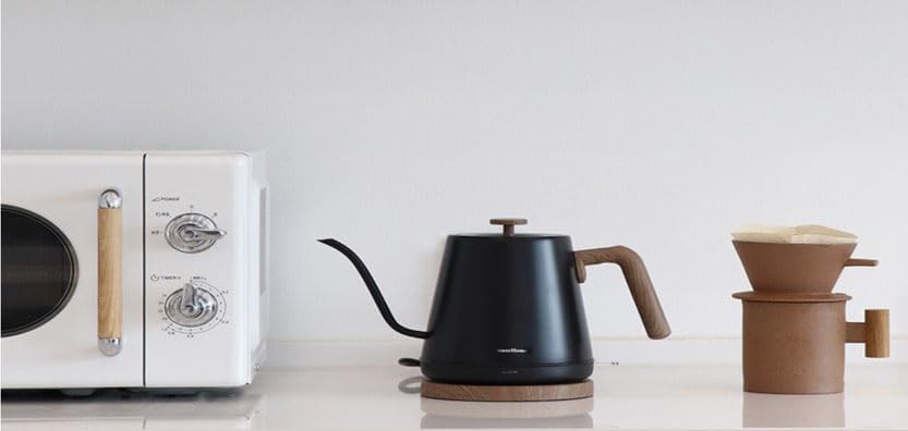 Modern Electric Gooseneck inner Stainless Steel Kettle, 1200W Quick Heating, One touch, Auto Shut off with Elegant Wood Grain design 800ML (Black) - Image 6