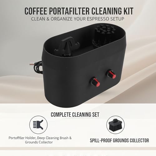 Fabater Coffee Portafilter Cleaning Kit, Automatic Portafilter Cleaner Machine, Electric Automatic Espresso Knock Box with Brush Heads & Scraper, Scrubs Away Coffee Grounds, Oils - Image 2